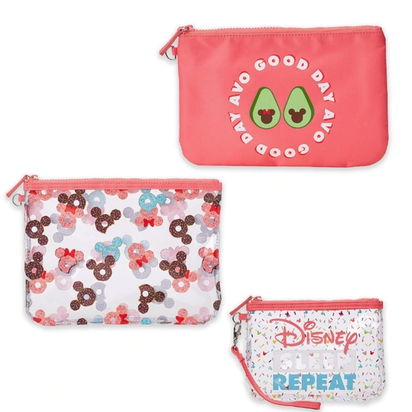 Mickey and Minnie Mouse Avocado And Donut Pouch Set - Picture 1 of 5